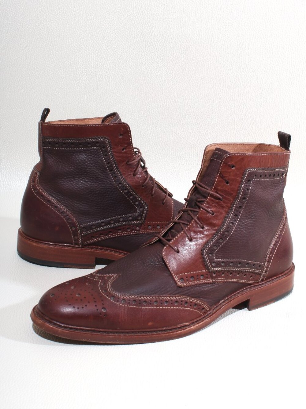 Johnston & Murphy J&M 1850 Men's 13 M Two Tone Brown Leather Wingtip Boots
